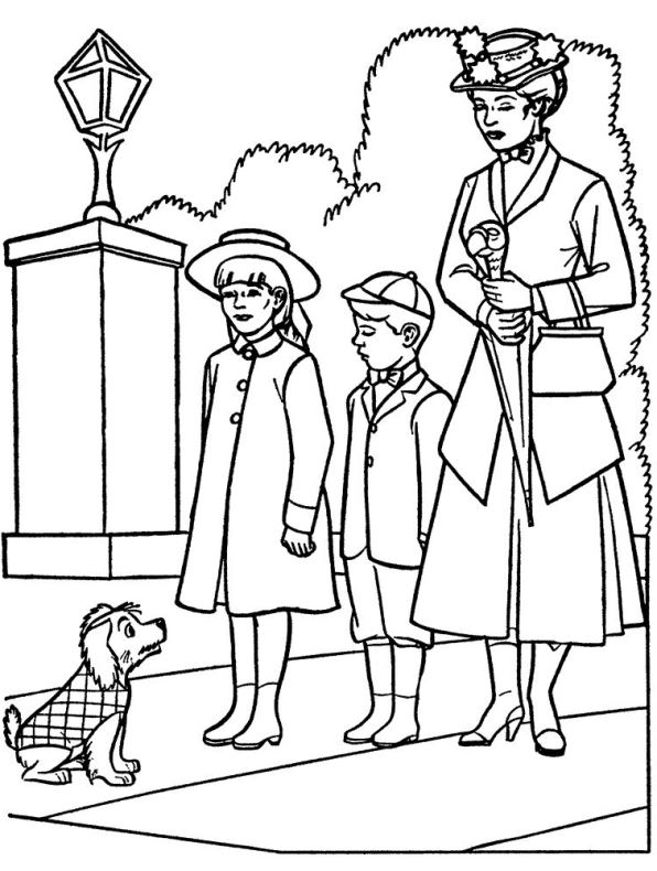 Plansa de colorat cu Mary Poppins 40 35